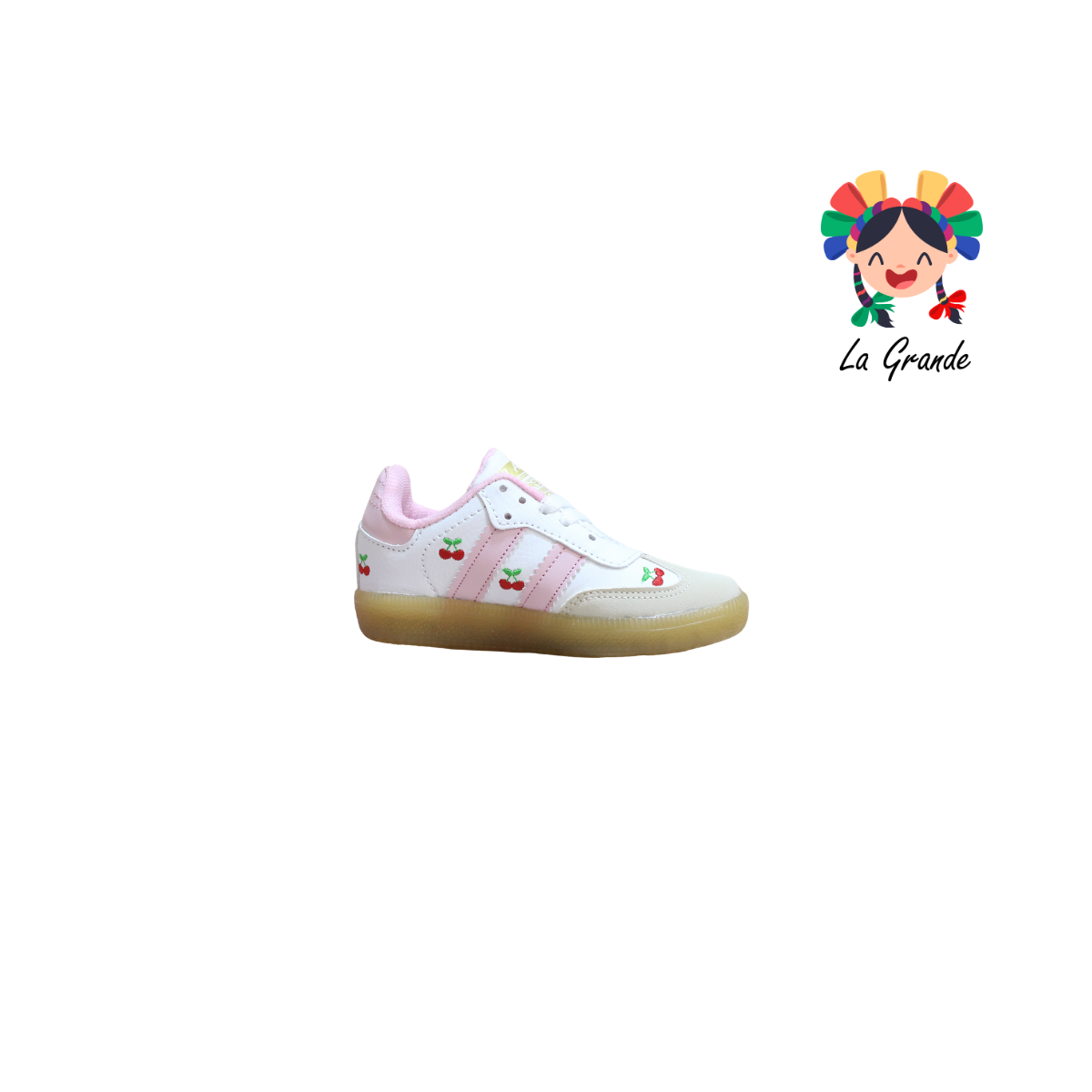2300 JAG SPORT Blanco Rosa Cerezas Sintético Tenis Casual para Niña