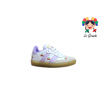 2300 JAG SPORT Blanco Lila Cerezas Sintético Tenis Casual para Bebé y Niña