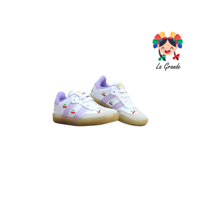 2300 JAG SPORT Blanco Lila Cerezas Sintético Tenis Casual para Bebé y Niña