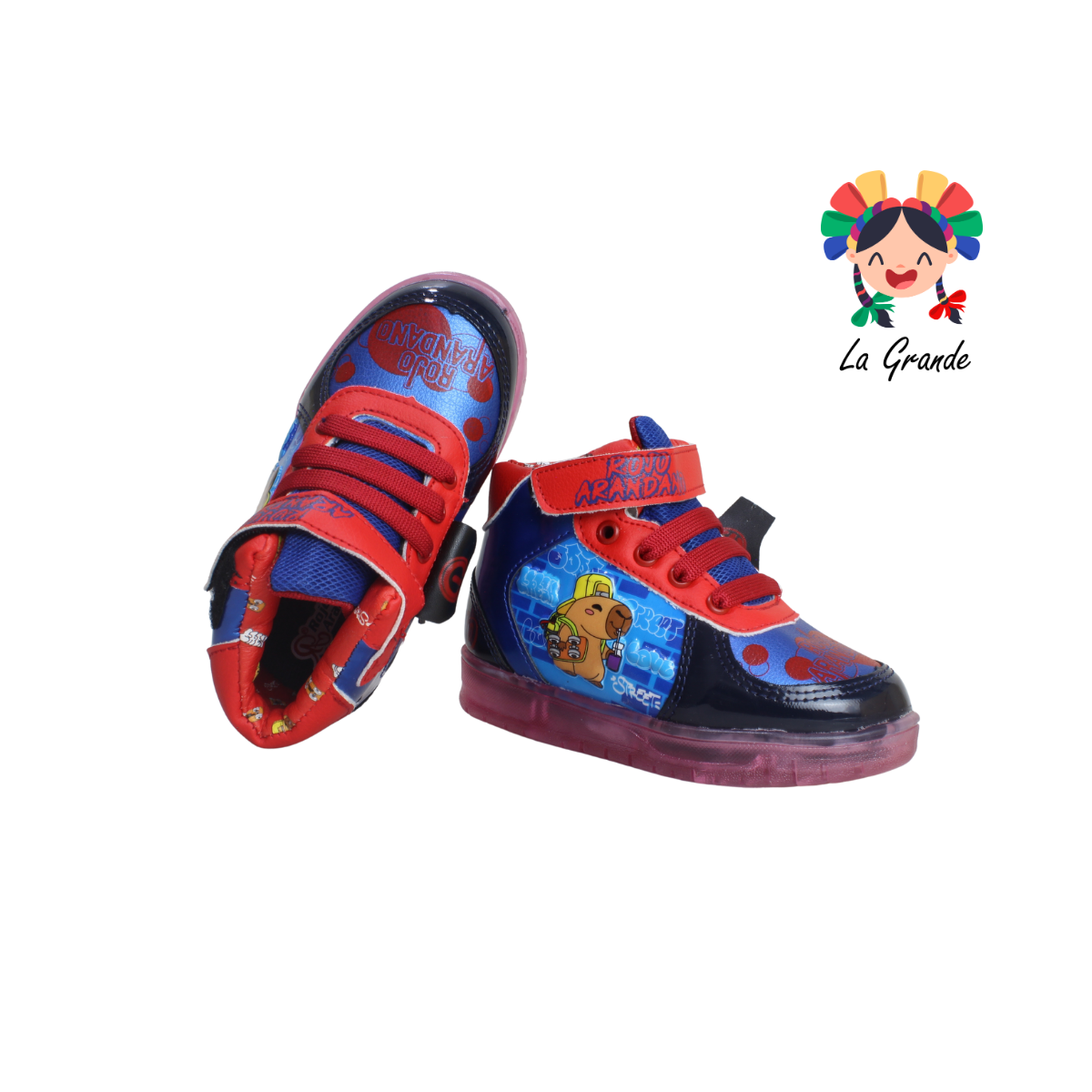 23031 CAPI ROJO ARANDANO Marino Rojo Tenis Casual con Luces Recargables para Niño