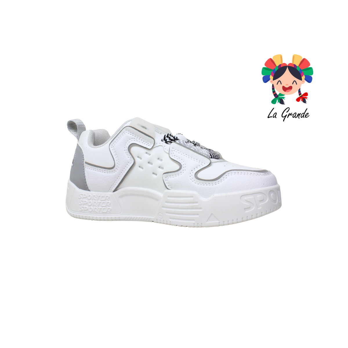 2316A-1F FOSUM Gris Blanco Sint Tenis Casual para Dama
