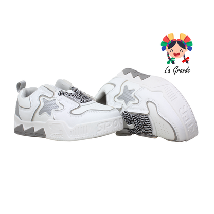 2316A-1F FOSUM Gris Blanco Sint Tenis Casual para Dama