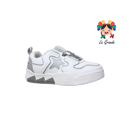 2316A-1F FOSUM Gris Blanco Sint Tenis Casual para Dama