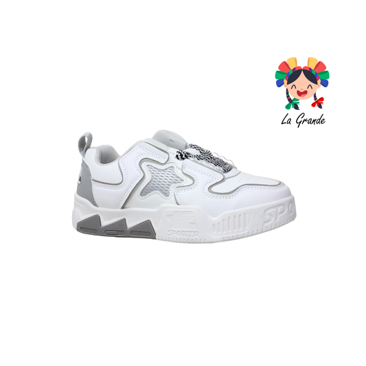 2316A-1F FOSUM Gris Blanco Sint Tenis Casual para Dama