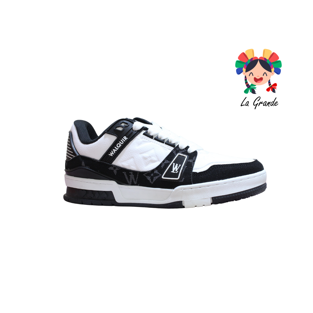 120 WALKQUIR Blanco Negro Tenis Casual para Caballero