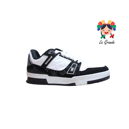 120 WALKQUIR Blanco Negro Tenis Casual para Caballero