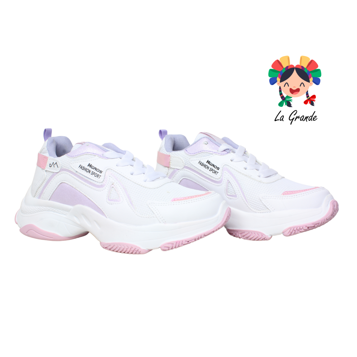 301 H-GROSS Bco Lila Rosa Tenis Deportivo para Dama