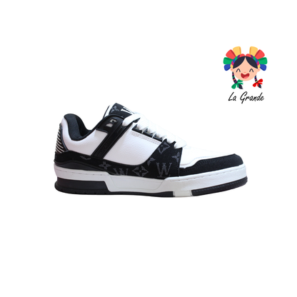 120 WALKQUIR Blanco Negro Tenis Casual para Caballero