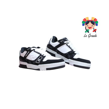 120 WALKQUIR Blanco Negro Tenis Casual para Caballero