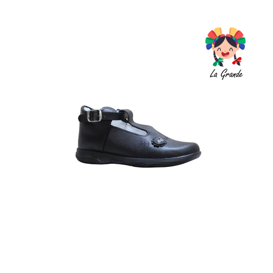 589 WIZZYZ Negro Piel Zapato Escolar para Niña