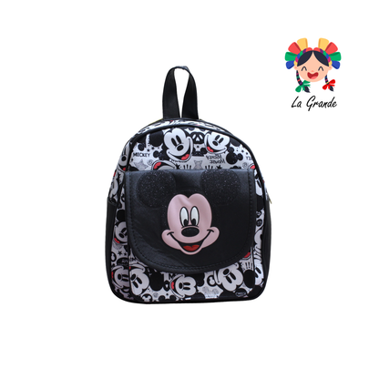 037 Ratón LUCCIANA Mochila Casual En Color Ngo/Bco Animada para Niña y Dama