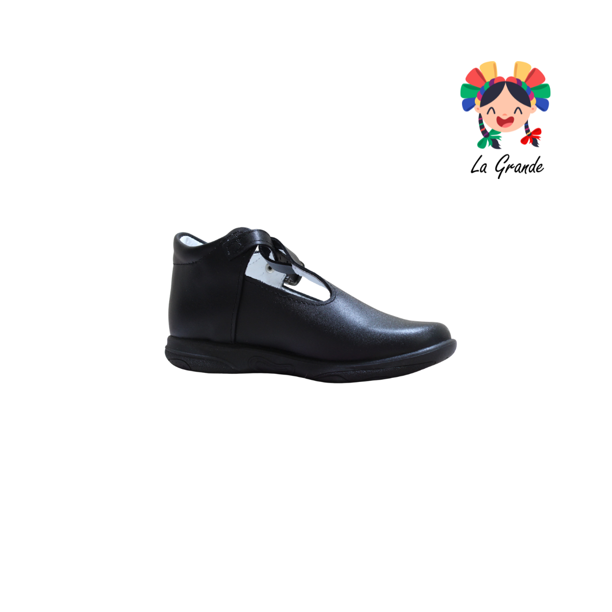 589 WIZZYZ Negro Piel Zapato Escolar para Niña