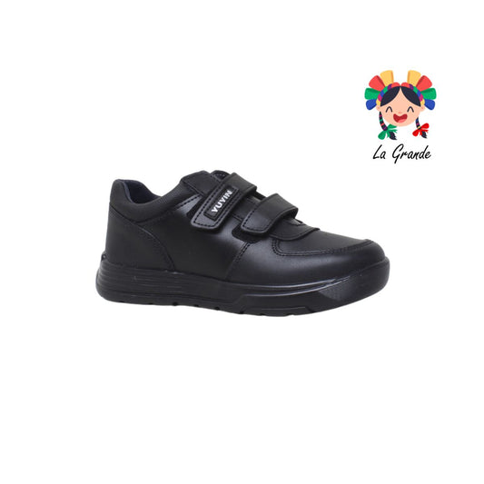 24291 YUYIN Negro Piel Zapato Escolar Choclo para Niño