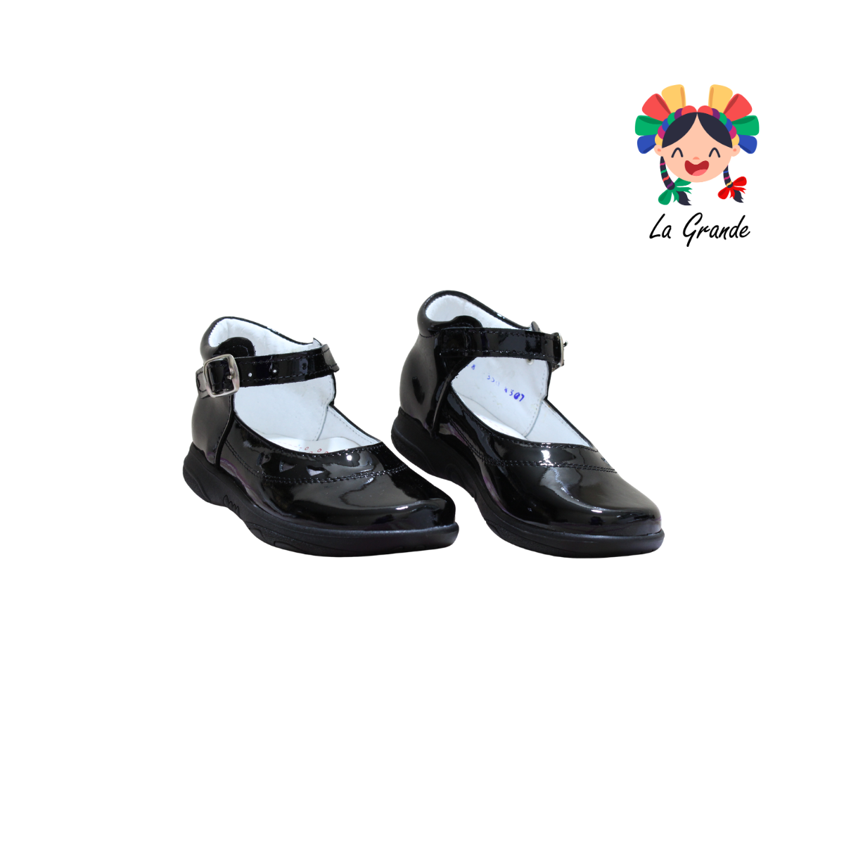 350 WIZZYZ Negro Charol Zapato Escolar para Niña