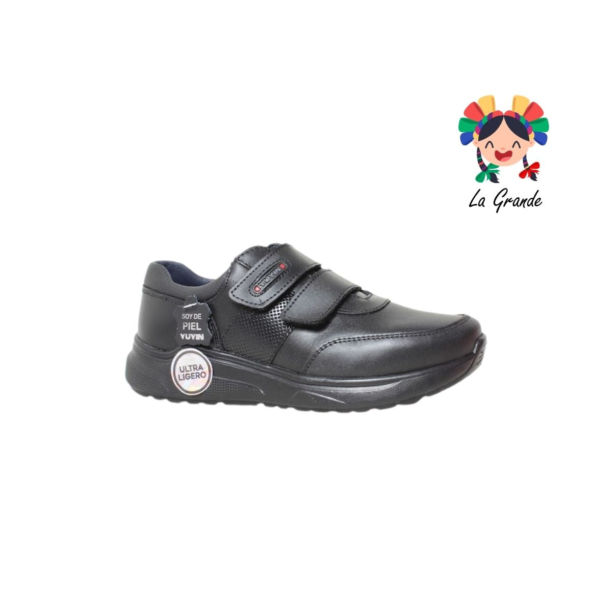 24342 YUYIN Negro Piel Zapato Escolar para Joven