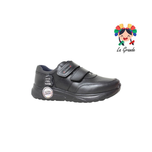 24342 YUYIN Negro Piel Zapato Escolar para Joven