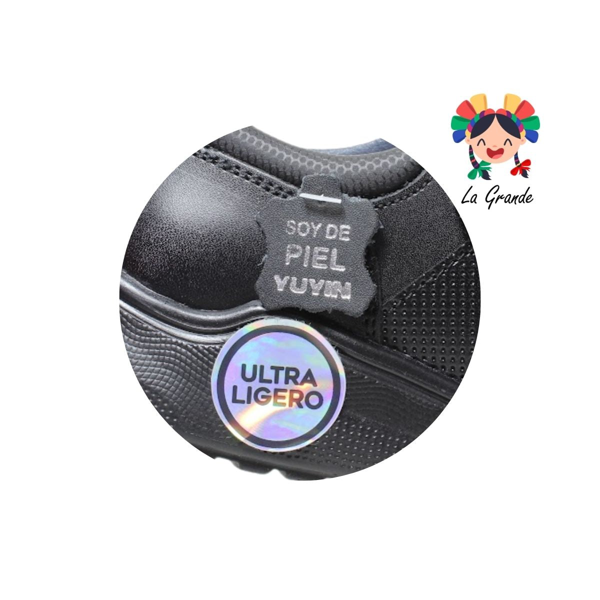 24342 YUYIN Negro Piel Zapato Escolar para Joven