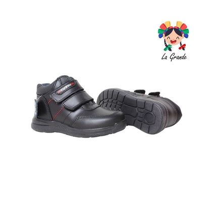 24352 YUYIN Negro Piel Zapato Escolar para Niño