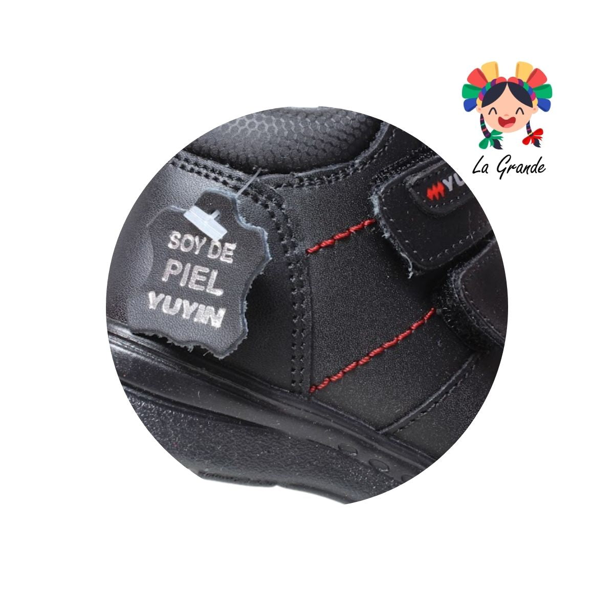 24352 YUYIN Negro Piel Zapato Escolar para Niño
