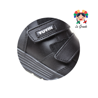 24421 YUYIN Negro Piel Zapato Escolar para Niño