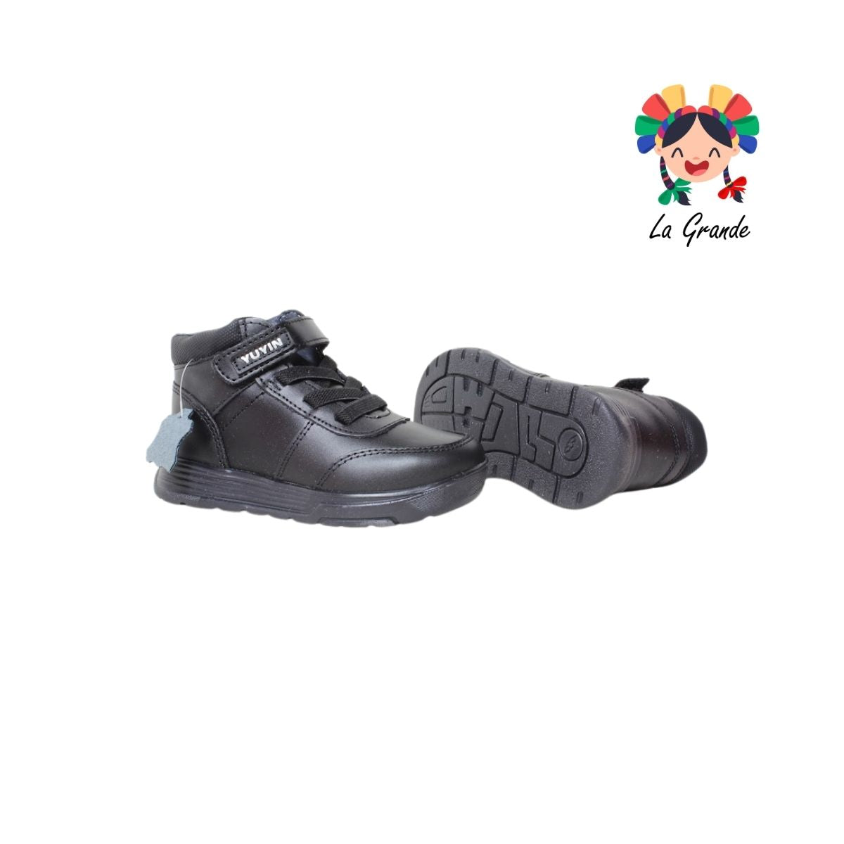 24422 YUYIN Negro Piel Zapato Escolar para Niño y Joven