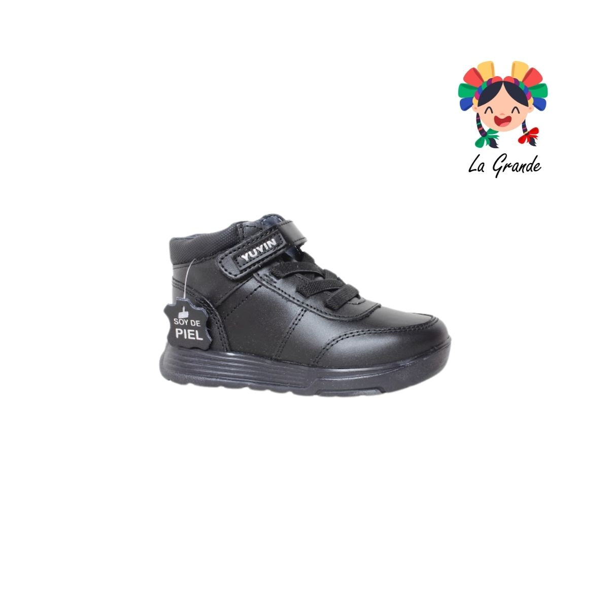 24422 YUYIN Negro Piel Zapato Escolar para Niño y Joven