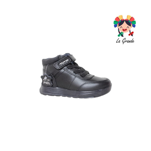 24422 YUYIN Negro Piel Zapato Escolar para Niño y Joven