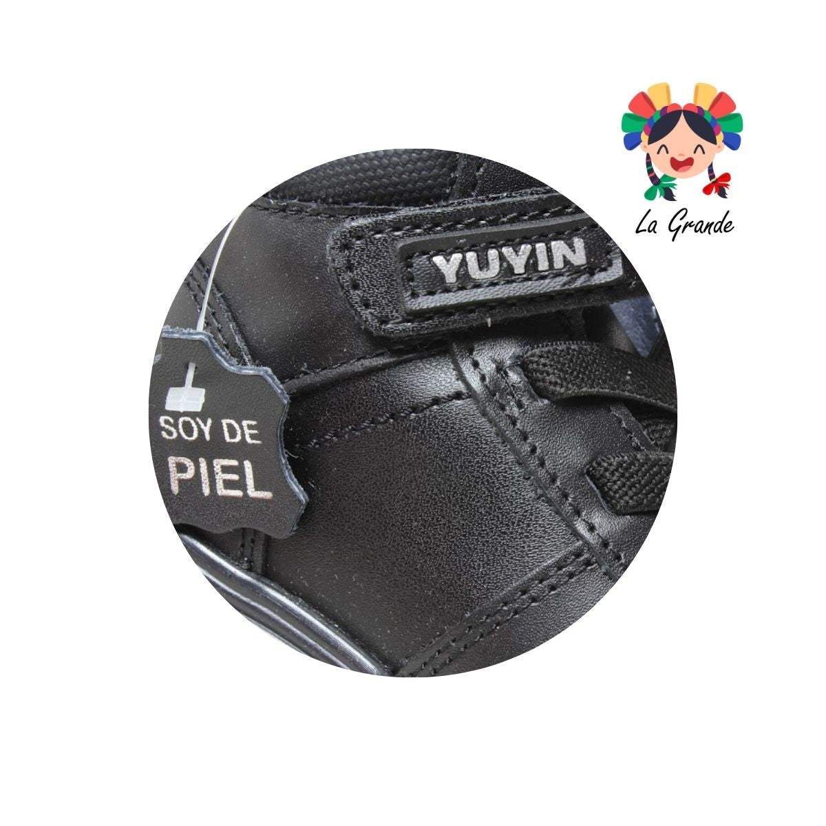 24422 YUYIN Negro Piel Zapato Escolar para Niño y Joven