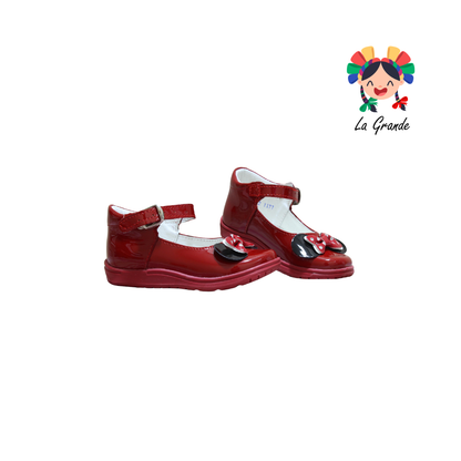 442 WIZZYZ Rojo Charol Ratón Clásico Zapato Casual Para Niña