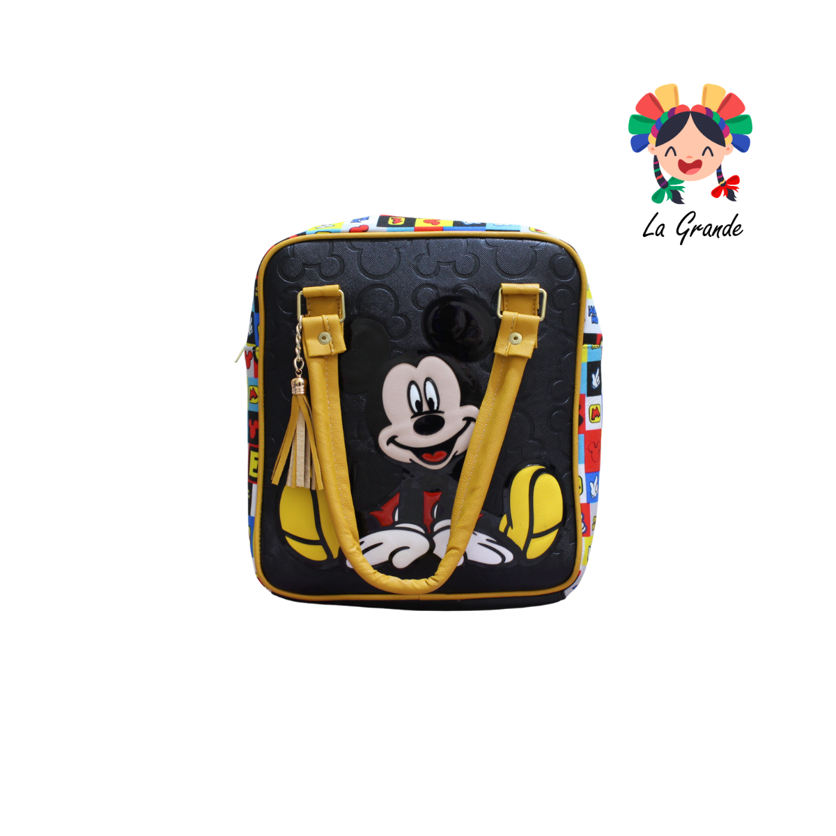031 Ratón   LUCCIANA Mochila Casual Animada En Color Ngo/Amarillo para Niña y Dama