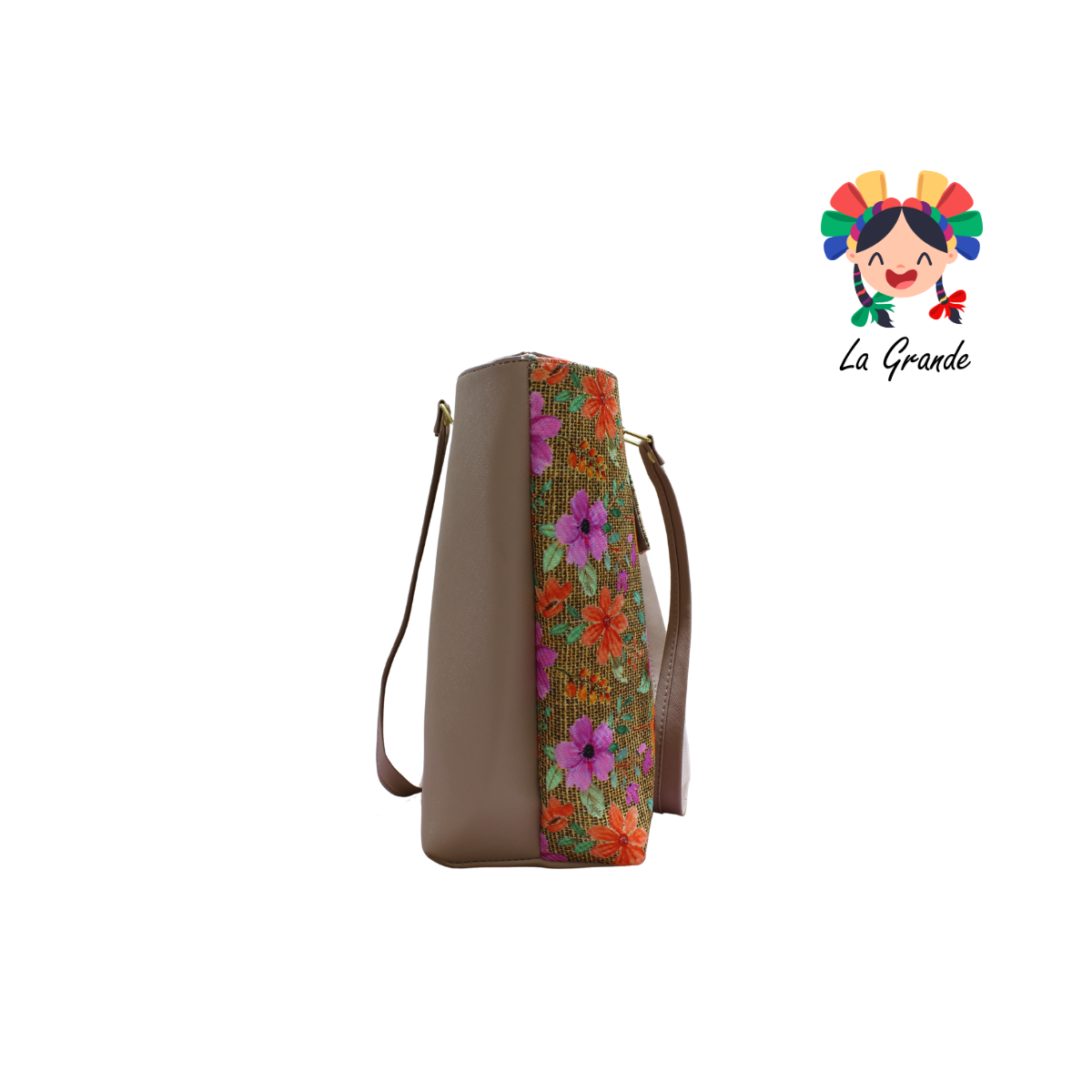 058 TONY Bolsa Grande Beige con Flores para Dama