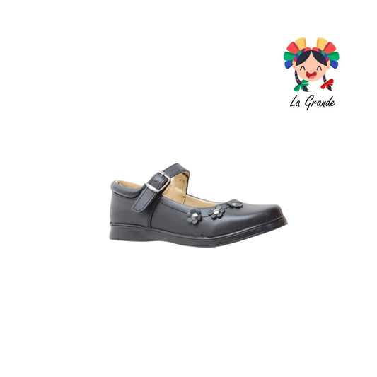25-304 GG Negro Napa Zapato Escolar para Niña y Dama