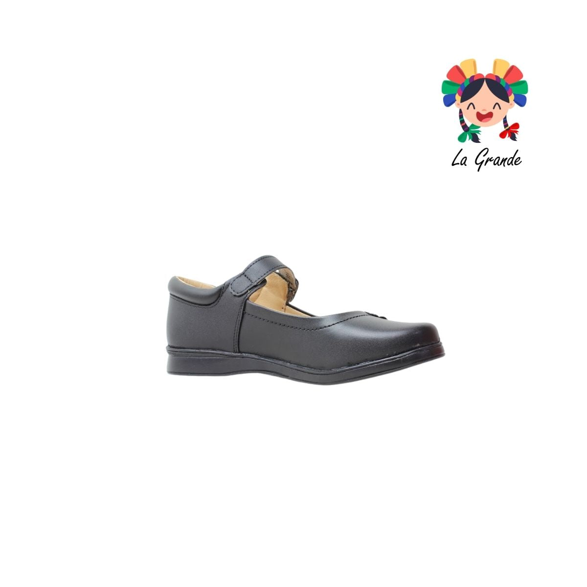 25-304 GG Negro Napa Zapato Escolar para Niña y Dama