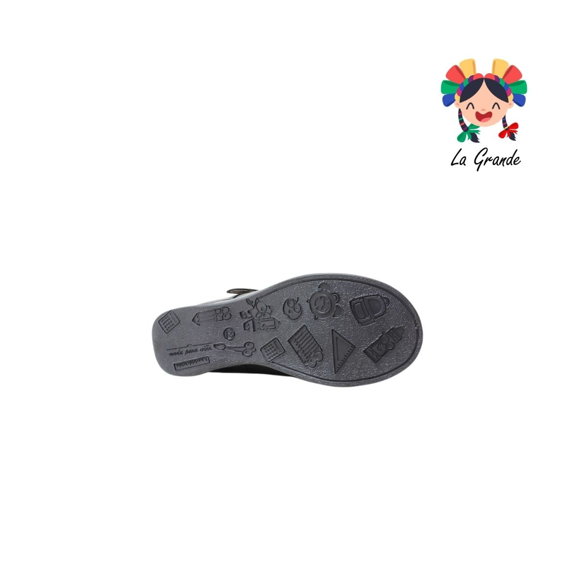 25-304 GG Negro Napa Zapato Escolar para Niña y Dama