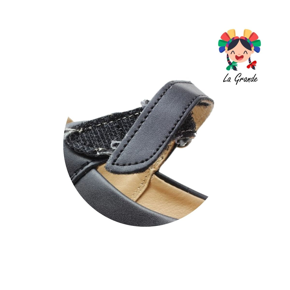 25-380 GG Negro Napa Zapato Escolar para Niña
