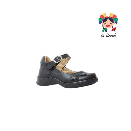 25-392 GG Negro Napa Zapatos Escolar para Niña