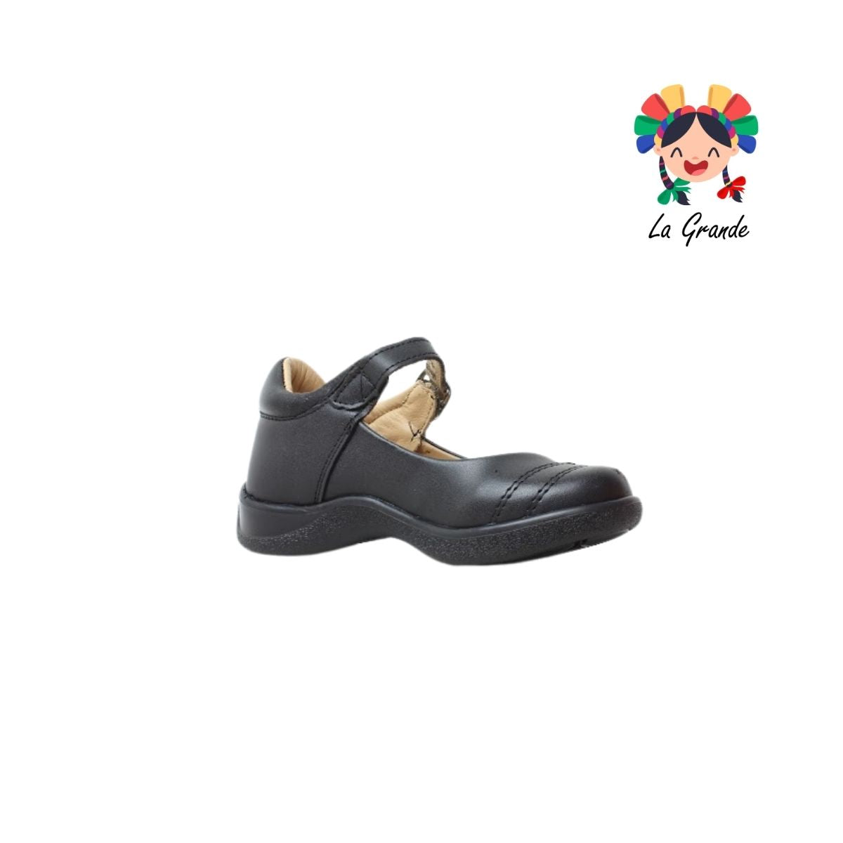 25-392 GG Negro Napa Zapatos Escolar para Niña