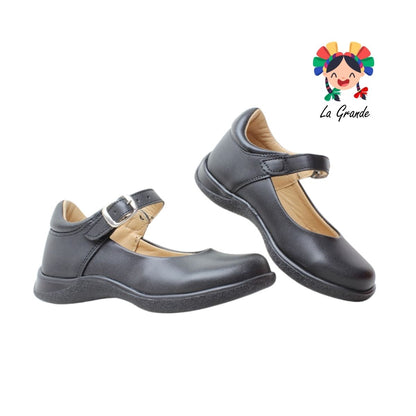 25-390 GG Negro Napa Zapato Escolar para Niña y Dama