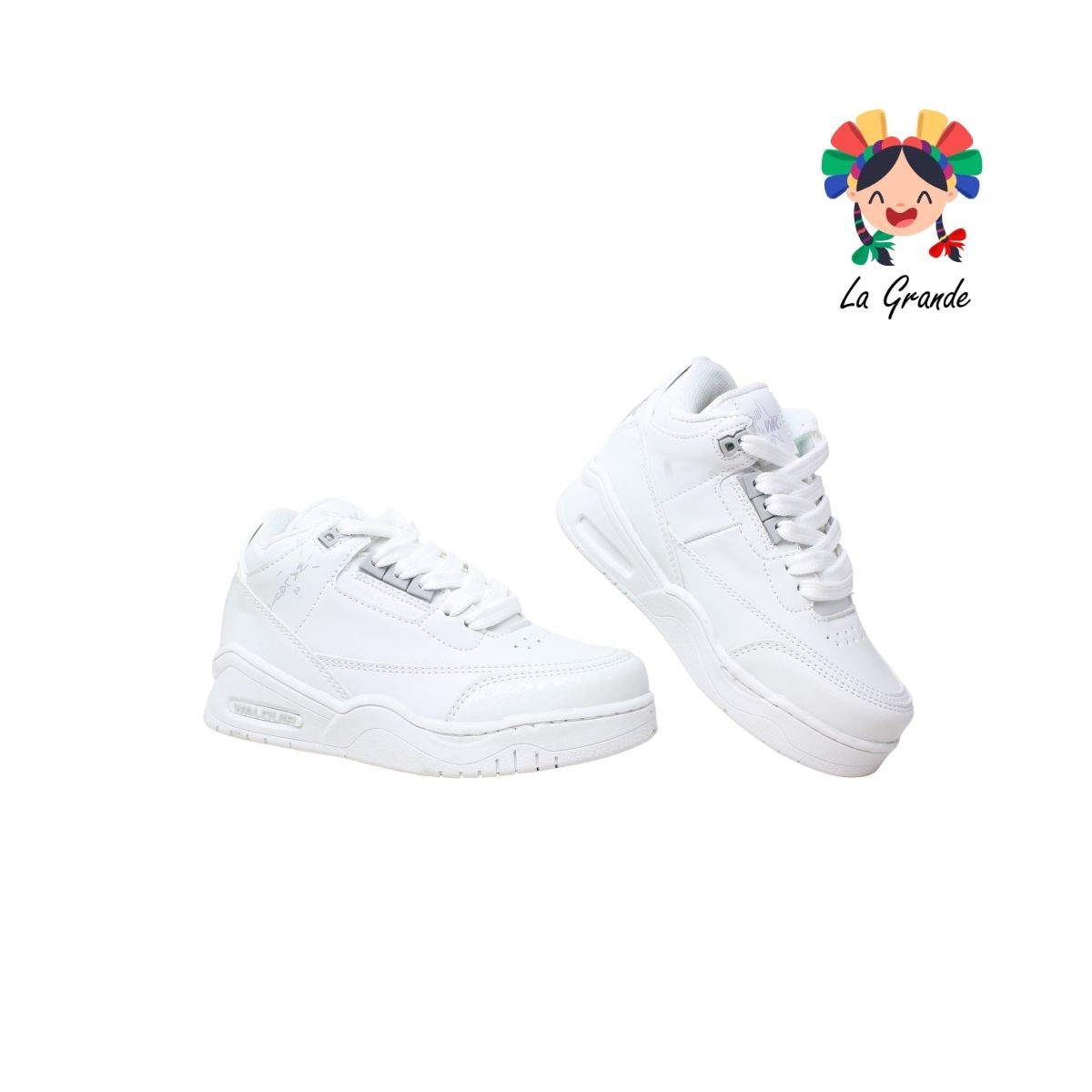 250 WALKQUIR Blanco Blanco Sintético Tenis Casual Urban para Niño y Niña