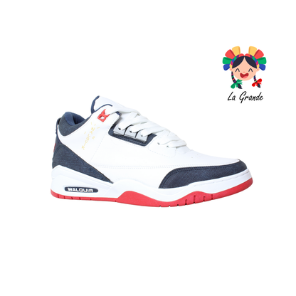 250 WALKQUIR Bco Mno Rojo Sintético Tenis Casual para Caballero