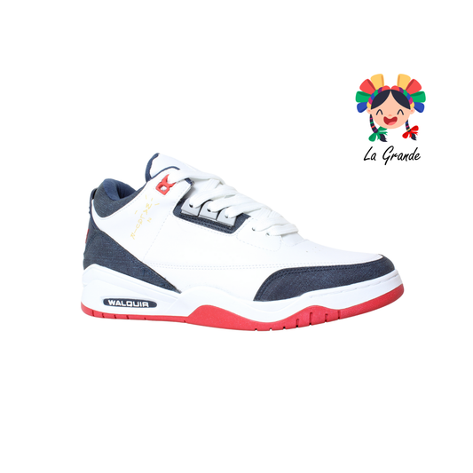 250 WALKQUIR Bco Mno Rojo Sintético Tenis Casual para Caballero