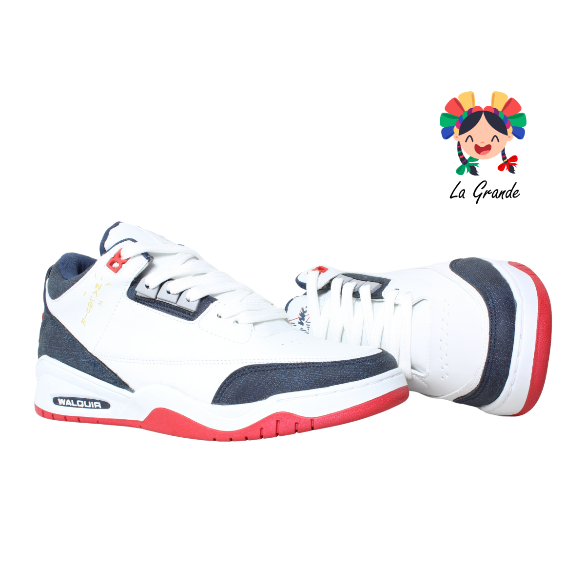 250 WALKQUIR Bco Mno Rojo Sintético Tenis Casual para Caballero