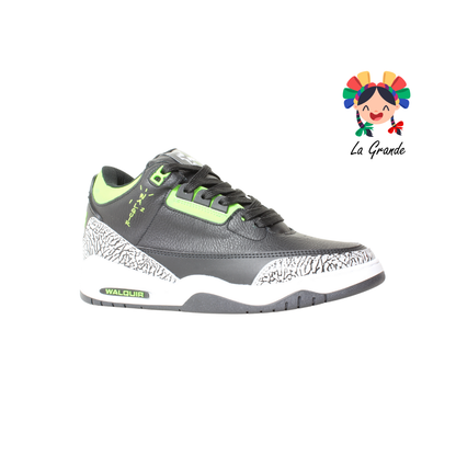 250 WALKQUIR Negro Verde Sintético Tenis para Caballero
