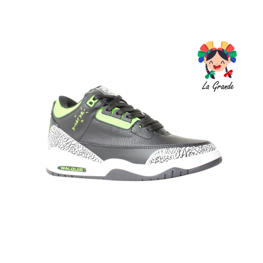 250 WALKQUIR Negro Verde Sintético Tenis para Caballero
