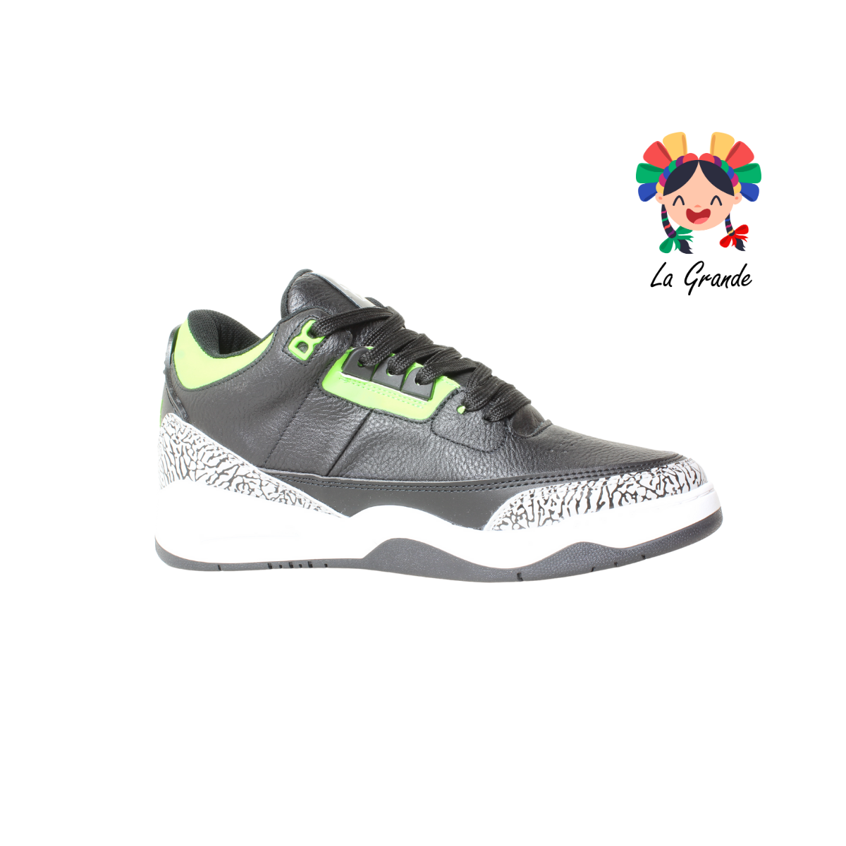 250 WALKQUIR Negro Verde Sintético Tenis para Caballero