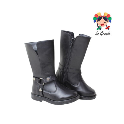 25190 BLASITO Negro Napa Bota Casual Larga para Niña