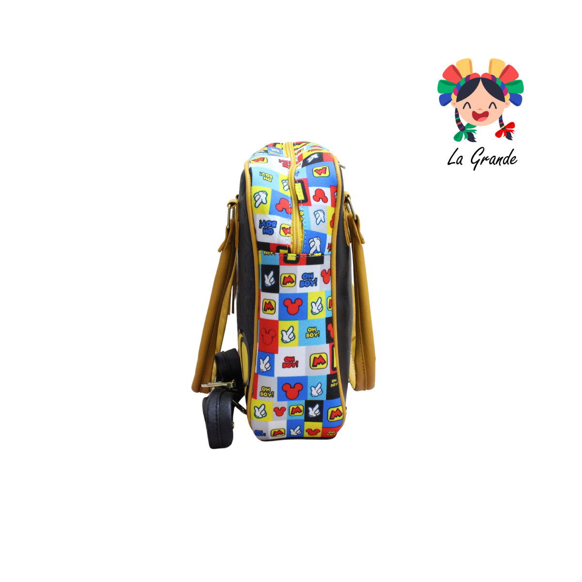 031 Ratón   LUCCIANA Mochila Casual Animada En Color Ngo/Amarillo para Niña y Dama