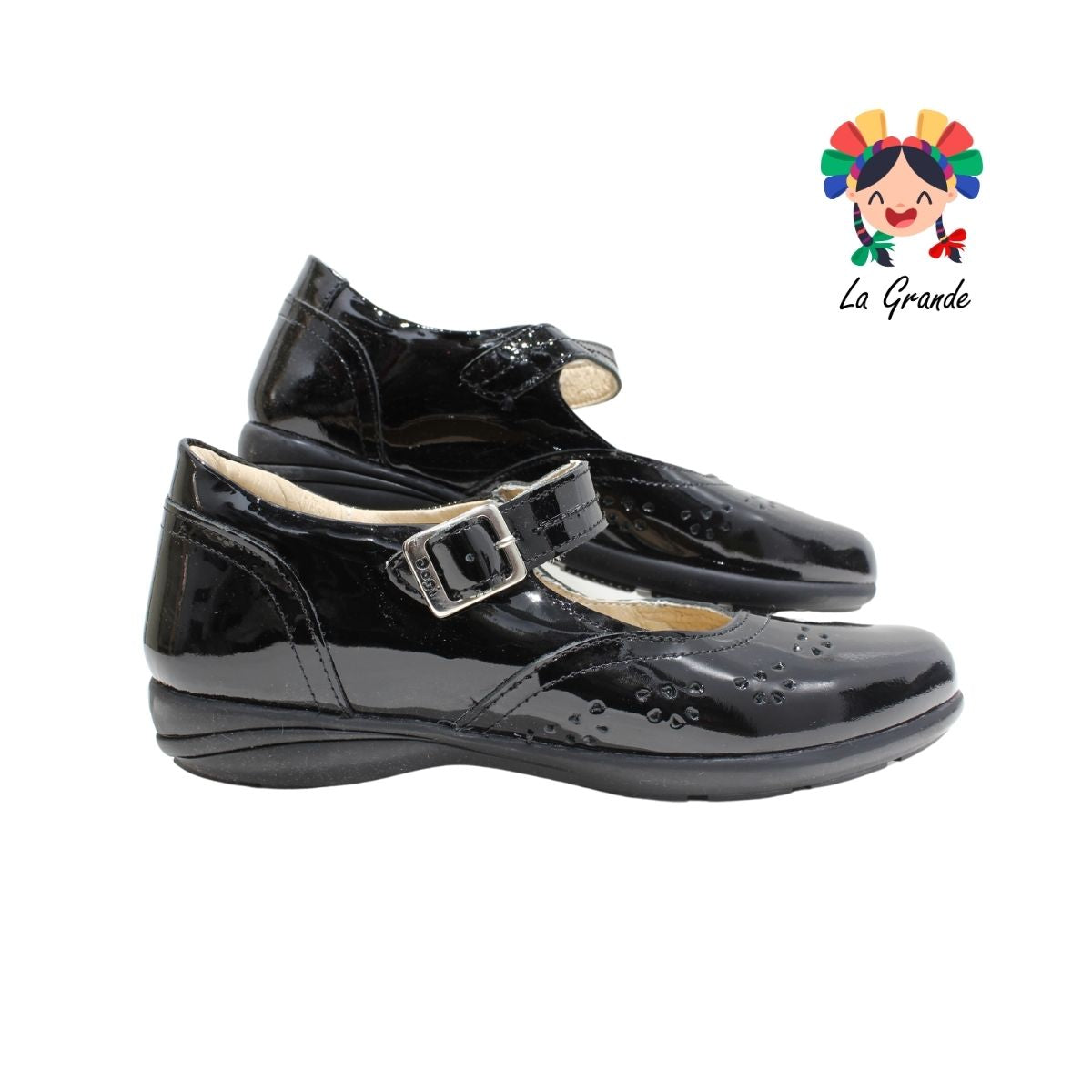 2526 DOGI Negro de Piel Charol Zapato Escolar para Dama