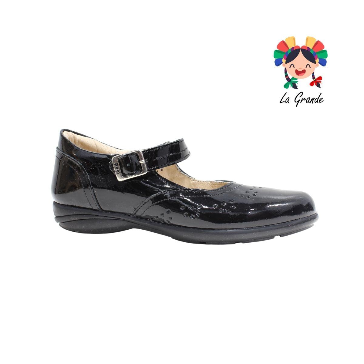 2526 DOGI Negro de Piel Charol Zapato Escolar para Dama