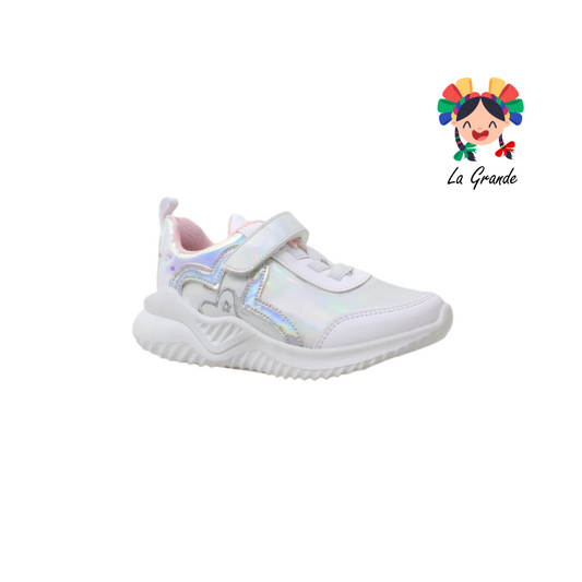 2551 DOMINIQ Blanco Tornasol Sintético Tenis Casual para Niña y Dama